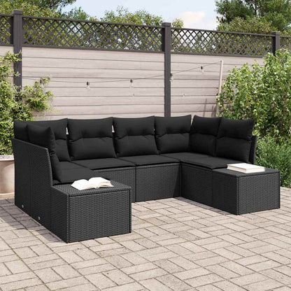 Set Divano da Giardino con archiviazione 6 pcs Nero Poly Rattan