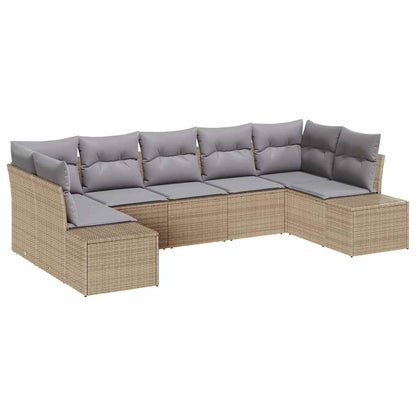 Set Divano da Giardino 7 pcs beige e grigio chiaro Poly Rattan