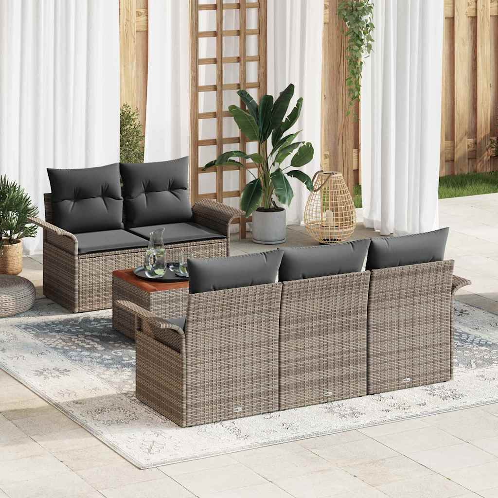 Set Divano da Giardino 6 pcs Grigio polyrattan