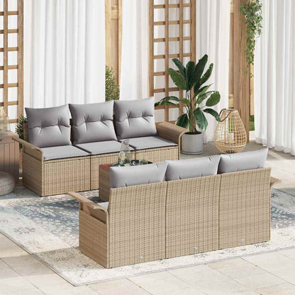 Set Divano da Giardino 7 pcs Beige e grigio chiaro polyrattan
