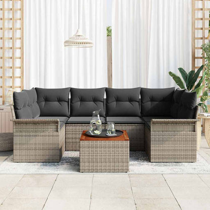 Set Divano da Giardino 7 pcs Grigio polyrattan