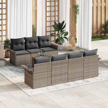 Set Divano da Giardino 8 pcs Grigio polyrattan