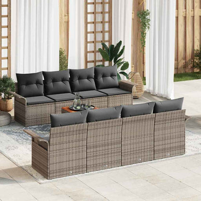 Set Divano da Giardino 9 pcs Grigio polyrattan