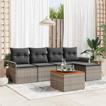 Set Divano da Giardino 6 pcs Grigio polyrattan
