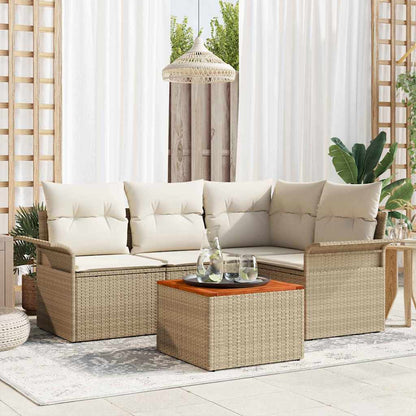Set Divano da Giardino 5 pcs Beige e Crema polyrattan