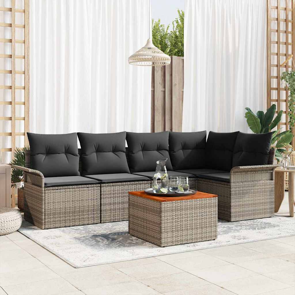 Set Divano da Giardino 6 pcs Grigio polyrattan