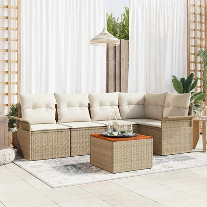 Set Divano da Giardino 6 pcs Beige e Crema polyrattan