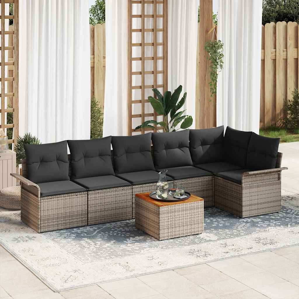 Set Divano da Giardino 7 pcs Grigio polyrattan