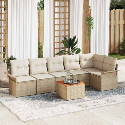 Set Divano da Giardino 7 pcs Beige e Crema polyrattan
