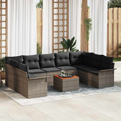 Set Divano da Giardino 10 pcs Grigio polyrattan