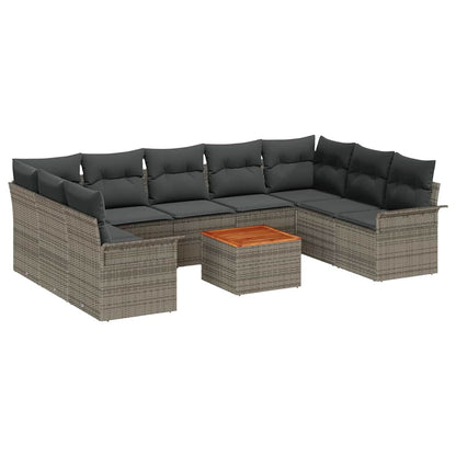 Set Divano da Giardino 10 pcs Grigio polyrattan