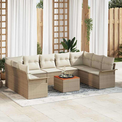 Set Divano da Giardino 10 pcs Beige e Crema polyrattan