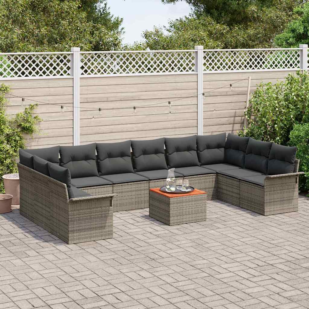 Set Divano da Giardino 11 pcs Grigio polyrattan