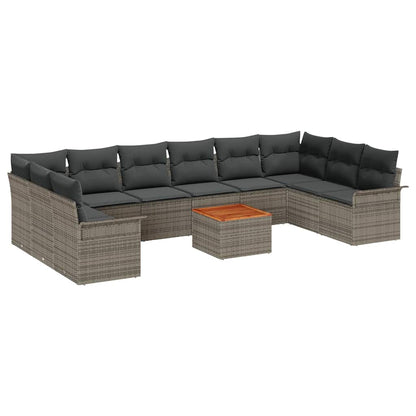 Set Divano da Giardino 11 pcs Grigio polyrattan