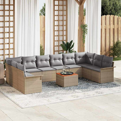 Set Divano da Giardino 11 pcs Beige e Grigio Chiaro polyrattan