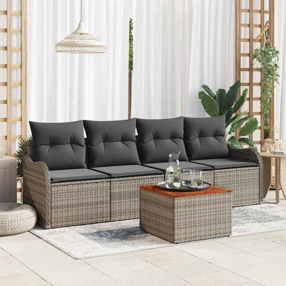 Set Divano da Giardino 5 pcs Grigio polyrattan