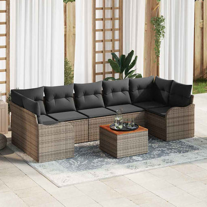 Set Divano da Giardino 8 pcs Grigio polyrattan