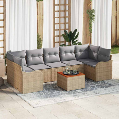 Set Divano da Giardino 8 pcs Beige e Grigio Chiaro polyrattan