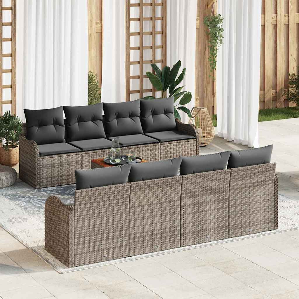 Set Divano da Giardino 9 pcs Grigio polyrattan
