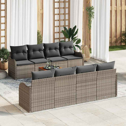Set Divano da Giardino 9 pcs Grigio polyrattan