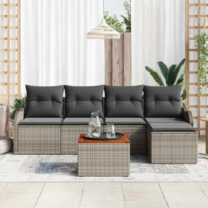 Set Divano da Giardino 6 pcs Grigio polyrattan