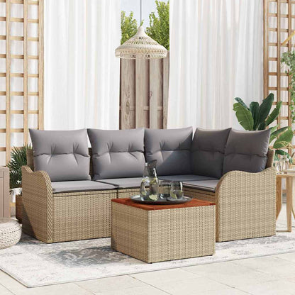 Set Divano da Giardino 5 pcs Beige e grigio chiaro polyrattan