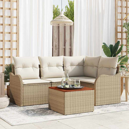 Set Divano da Giardino 5 pcs Beige e Crema polyrattan