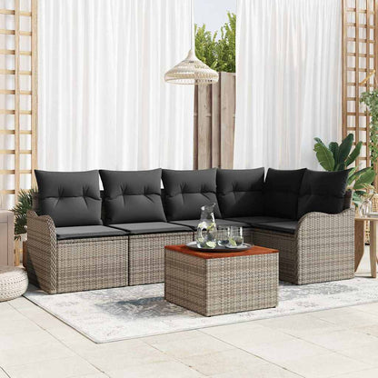 Set Divano da Giardino 6 pcs Grigio polyrattan