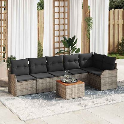Set Divano da Giardino 7 pcs Grigio polyrattan