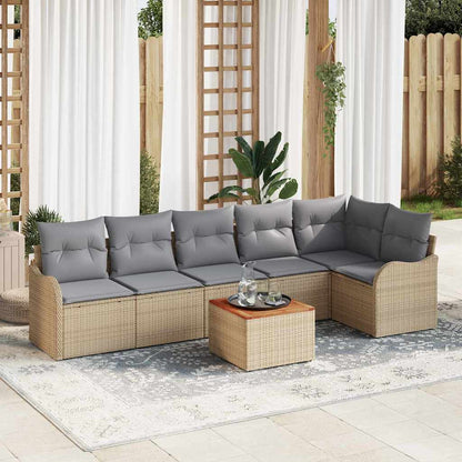 Set Divano da Giardino 7 pcs Beige e grigio chiaro polyrattan