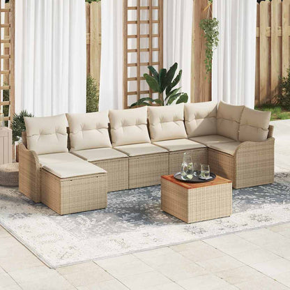 Set Divano da Giardino 8 pcs Beige e Crema polyrattan