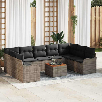 Set Divano da Giardino 10 pcs Grigio polyrattan
