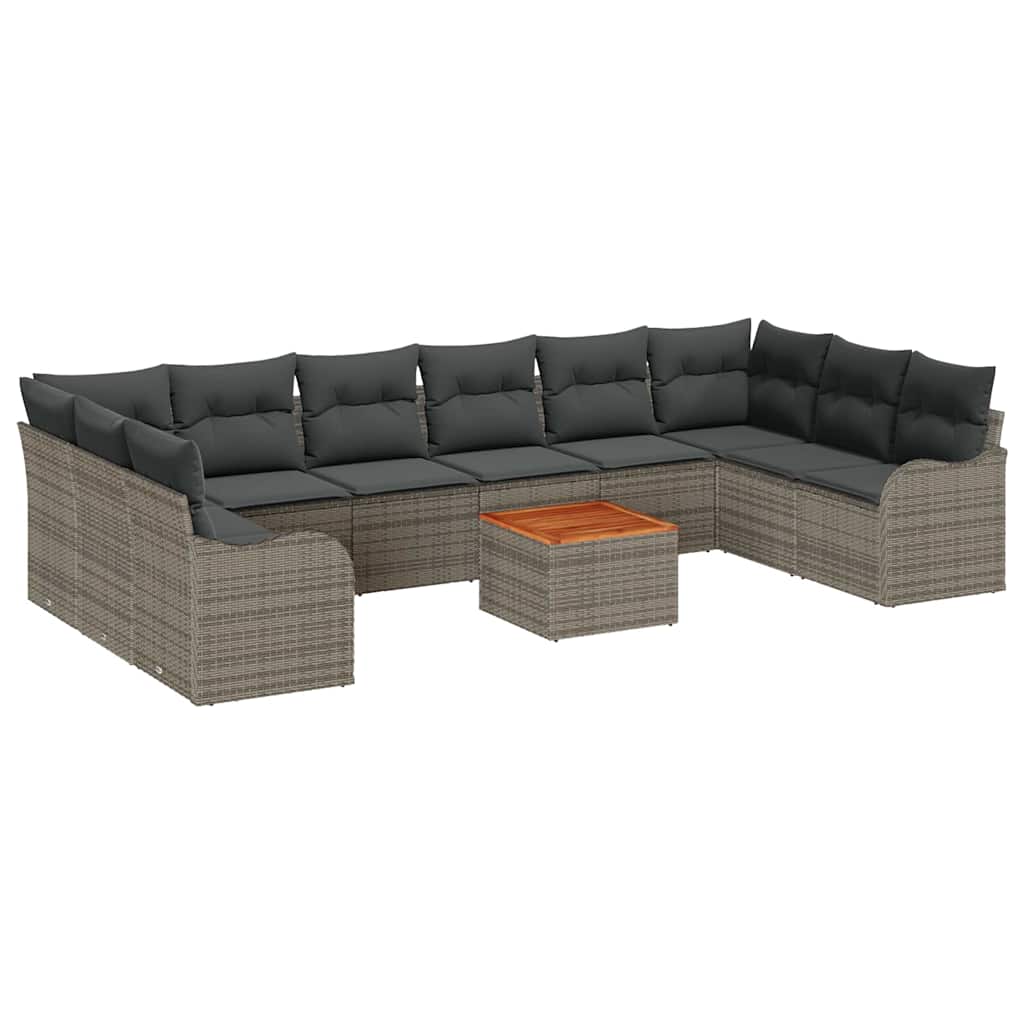 Set Divano da Giardino 10 pcs Grigio polyrattan