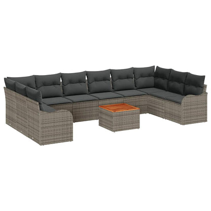 Set Divano da Giardino 10 pcs Grigio polyrattan
