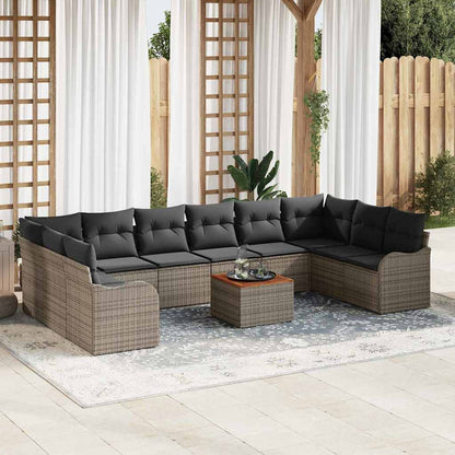 Set Divano da Giardino 11 pcs Grigio polyrattan