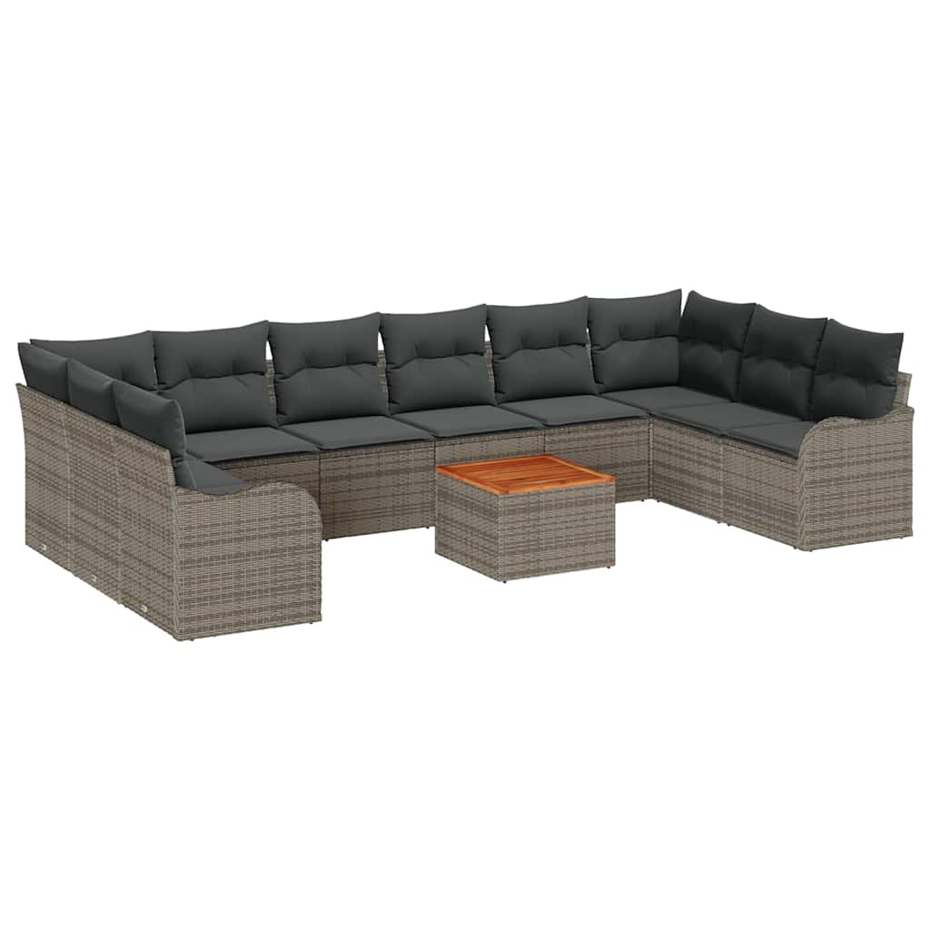 Set Divano da Giardino 11 pcs Grigio polyrattan