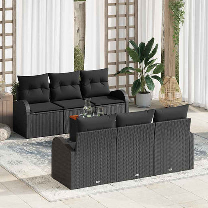 Set Divano da Giardino con archiviazione 7 pcs Nero polyrattan