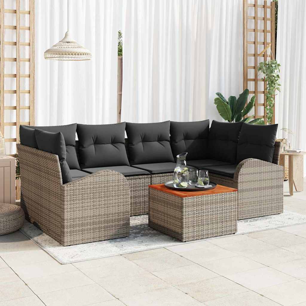 Set Divano da Giardino 7 pcs Grigio polyrattan