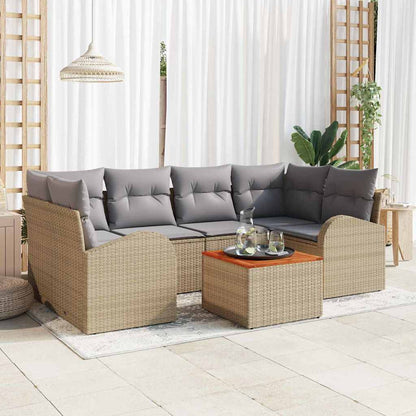 Set Divano da Giardino 7 pcs Beige e grigio chiaro polyrattan