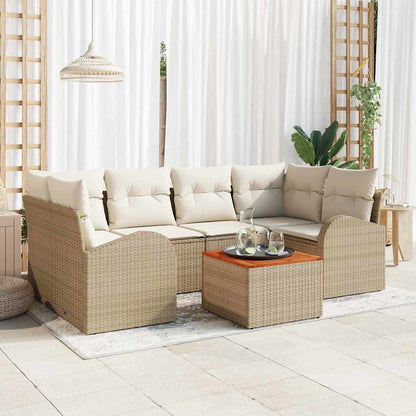 Set Divano da Giardino 7 pcs Beige e Crema polyrattan