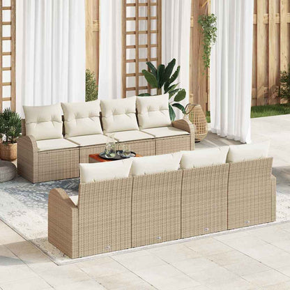 Set Divano da Giardino 9 pcs Beige e Crema polyrattan