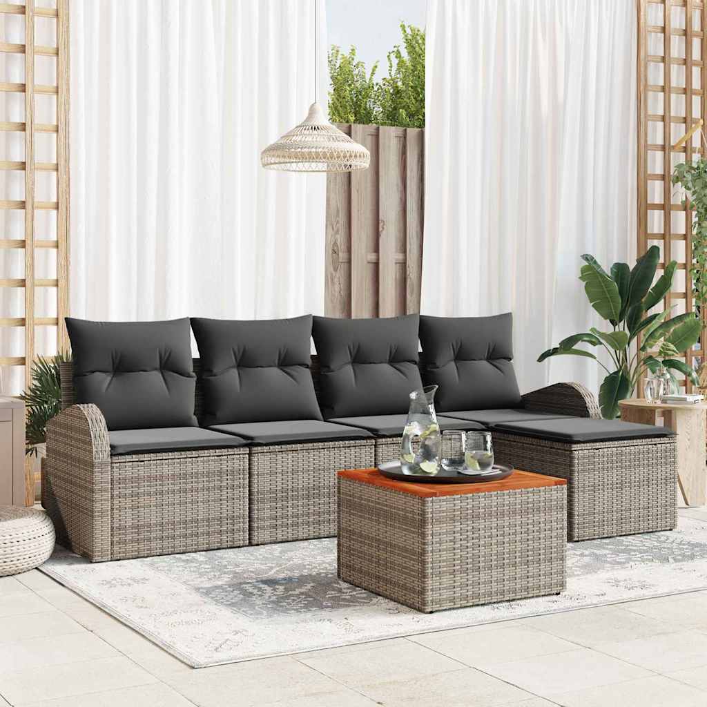 Set Divano da Giardino 6 pcs Grigio polyrattan