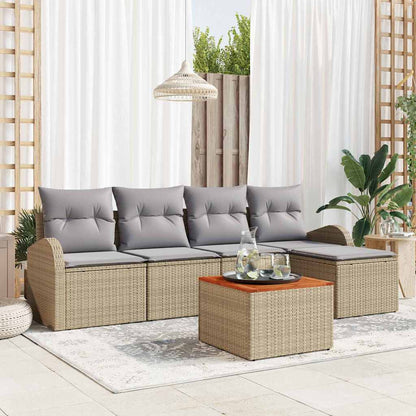 Set Divano da Giardino 6 pcs Beige e grigio chiaro polyrattan