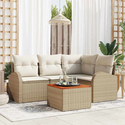 Set Divano da Giardino 5 pcs Beige e Crema polyrattan