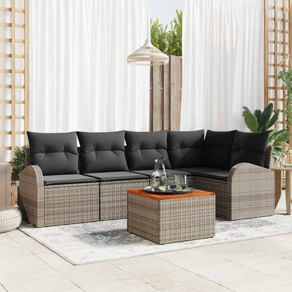 Set Divano da Giardino 6 pcs Grigio polyrattan