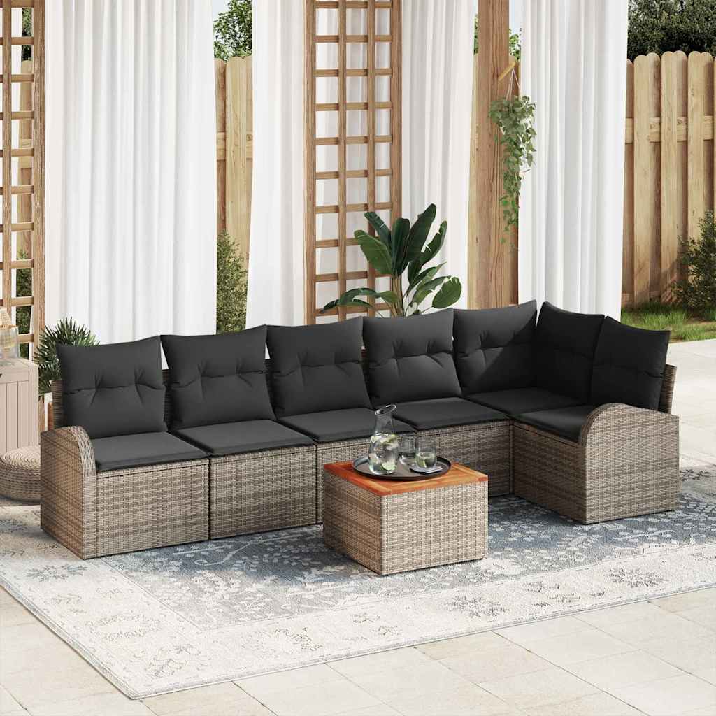 Set Divano da Giardino 7 pcs Grigio polyrattan