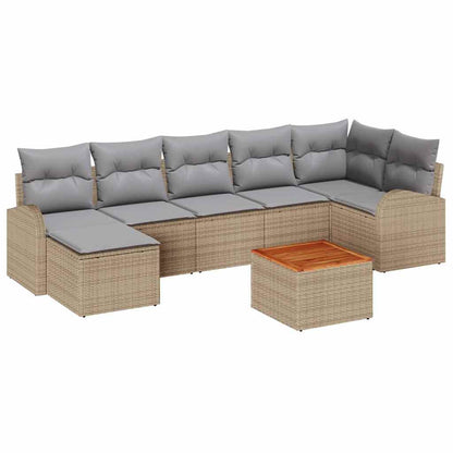 Set Divano da Giardino 8 pcs Beige e Grigio Chiaro polyrattan