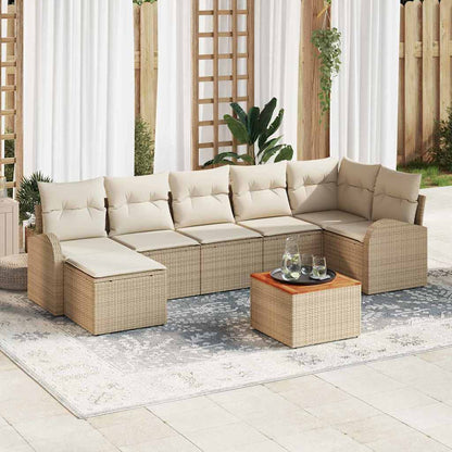 Set Divano da Giardino 8 pcs Beige e Crema polyrattan