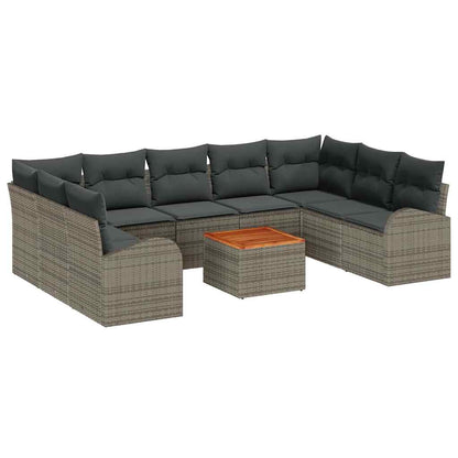 Set Divano da Giardino 10 pcs Grigio polyrattan