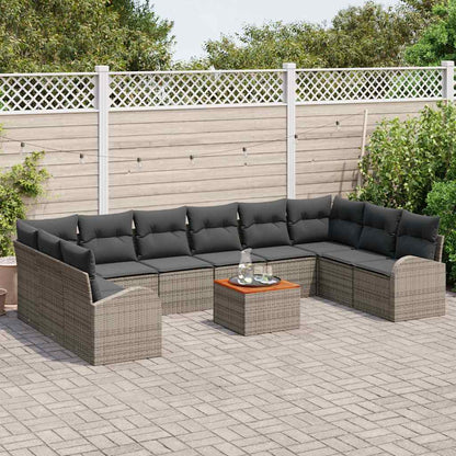 Set Divano da Giardino 11 pcs Grigio polyrattan